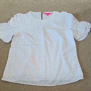 Lilly Pulitzer White Eyelet Blouse, Women's Size Small